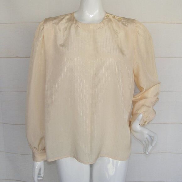 Anne Klein Blouse/Top, XL, Statement Shoulders, Buttery Yellow, Long sleeves - Picture 12 of 12